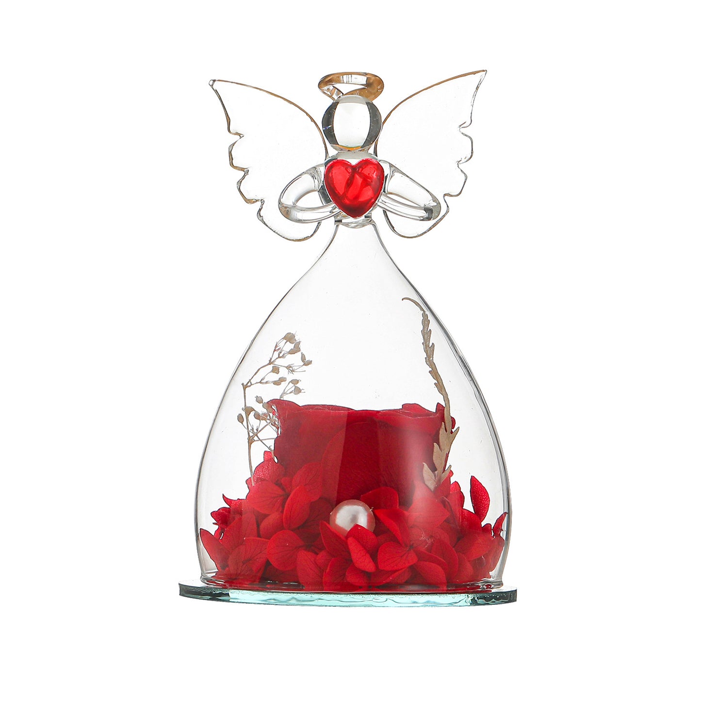 Amazon Hot Angel Preserved Flower Glass Cover Creative Decoration Christmas Gift Valentine's Day Rose