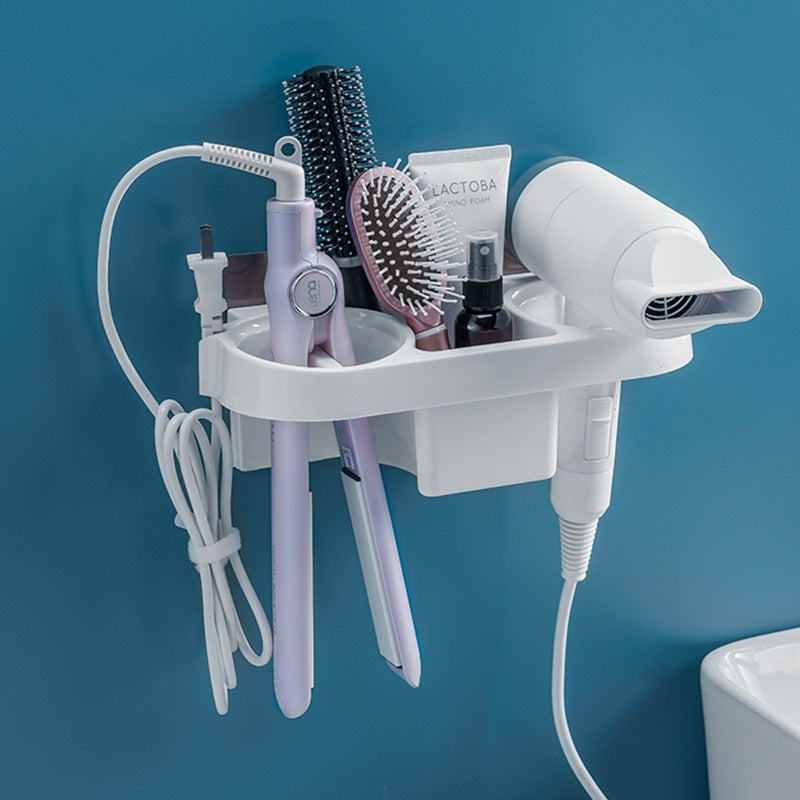 Hands Free Hair Dryer Holder Storage Box Curling Iron Shelf For Bathroom Organizer Storage Rack Bathroom Accessories Set Home