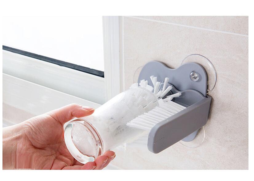 Creative suction wall lazy cup brush glass cleaning brush kitchen rotating cup tea cup brush cup brush